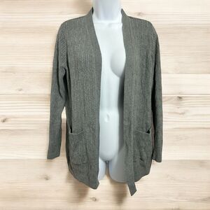 Kim Rogers Petite Long Sleeve Cable Knit Cardigan Sz Small Petite P/S Gray